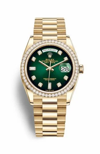 Rolex Day-Date 36 Yellow Gold / Diamond / Green Ombré - Diamond / President 128348RBR-0035 (M128348RBR-0035)